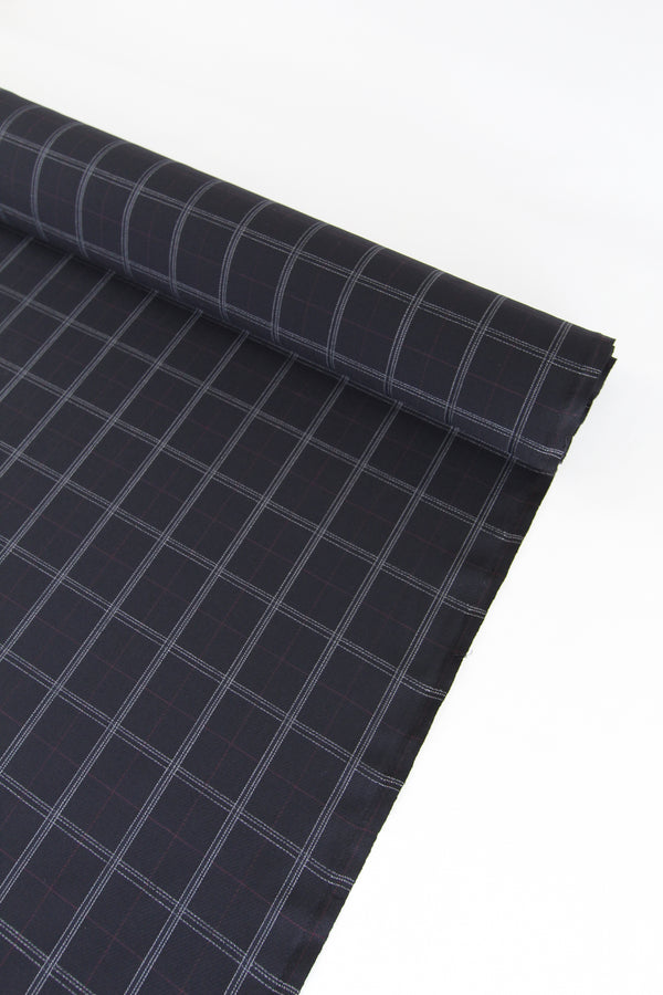 William - Japanese Twill Plaid Suiting | Navy