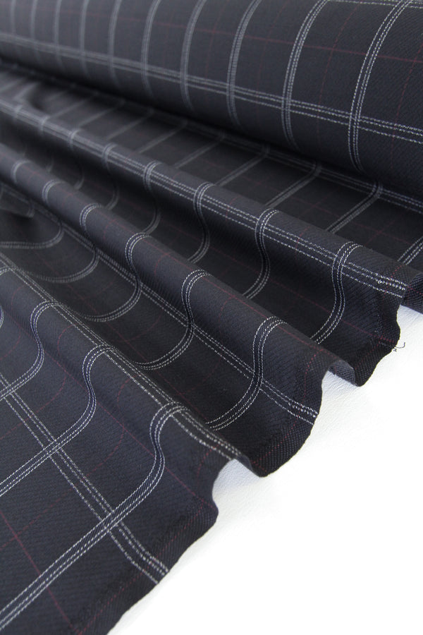 William - Japanese Twill Plaid Suiting | Navy
