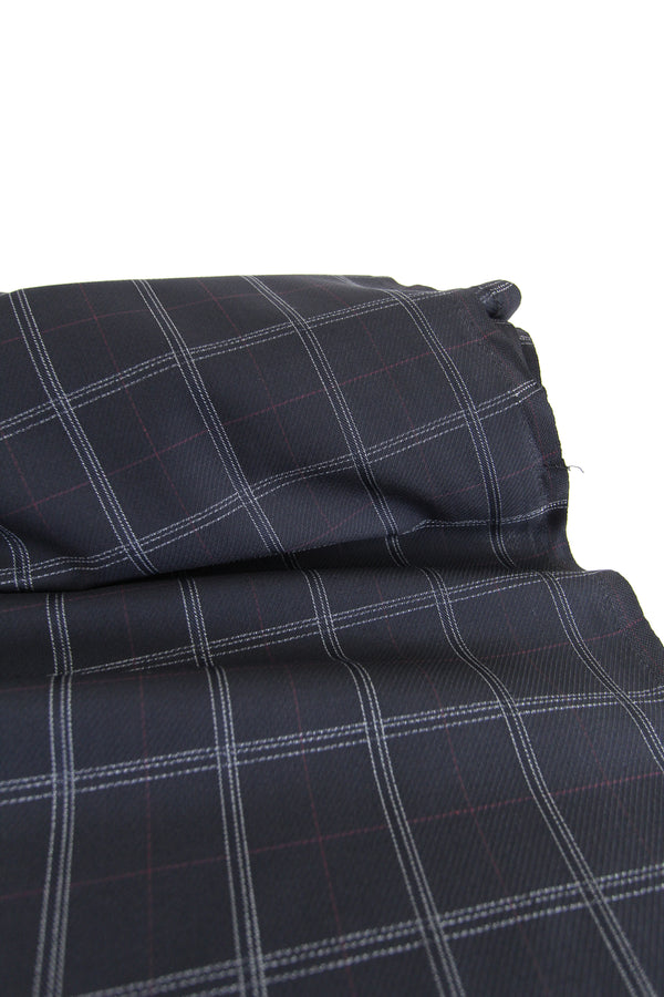 William - Japanese Twill Plaid Suiting | Navy
