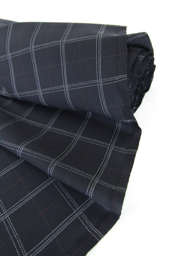 William - Japanese Twill Plaid Suiting | Navy