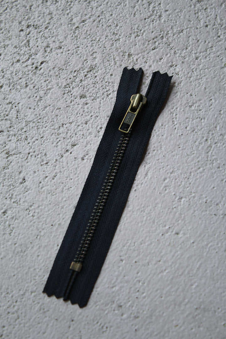 YKK 12cm 仿古金属拉链 | 牛仔布