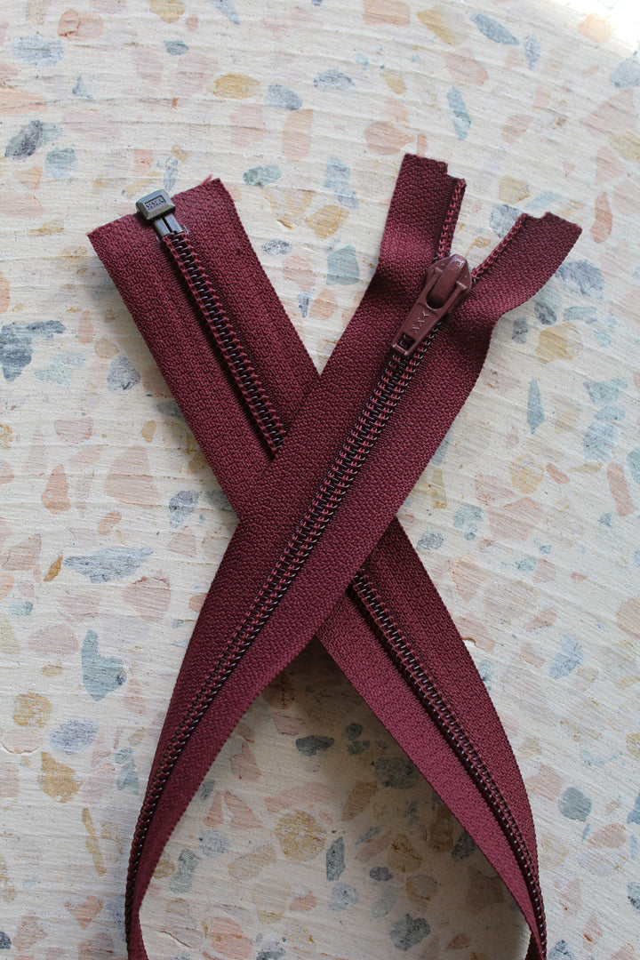 YKK Open-Ended Zips | Merlot