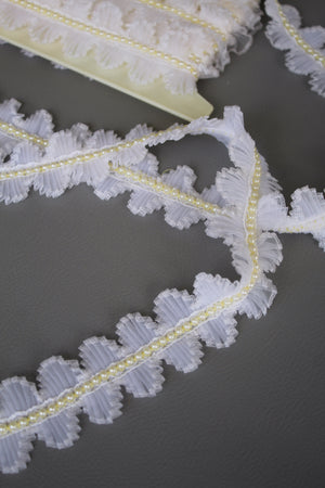 #8 Archival USA Pleat Lace - 4cm | Pearl