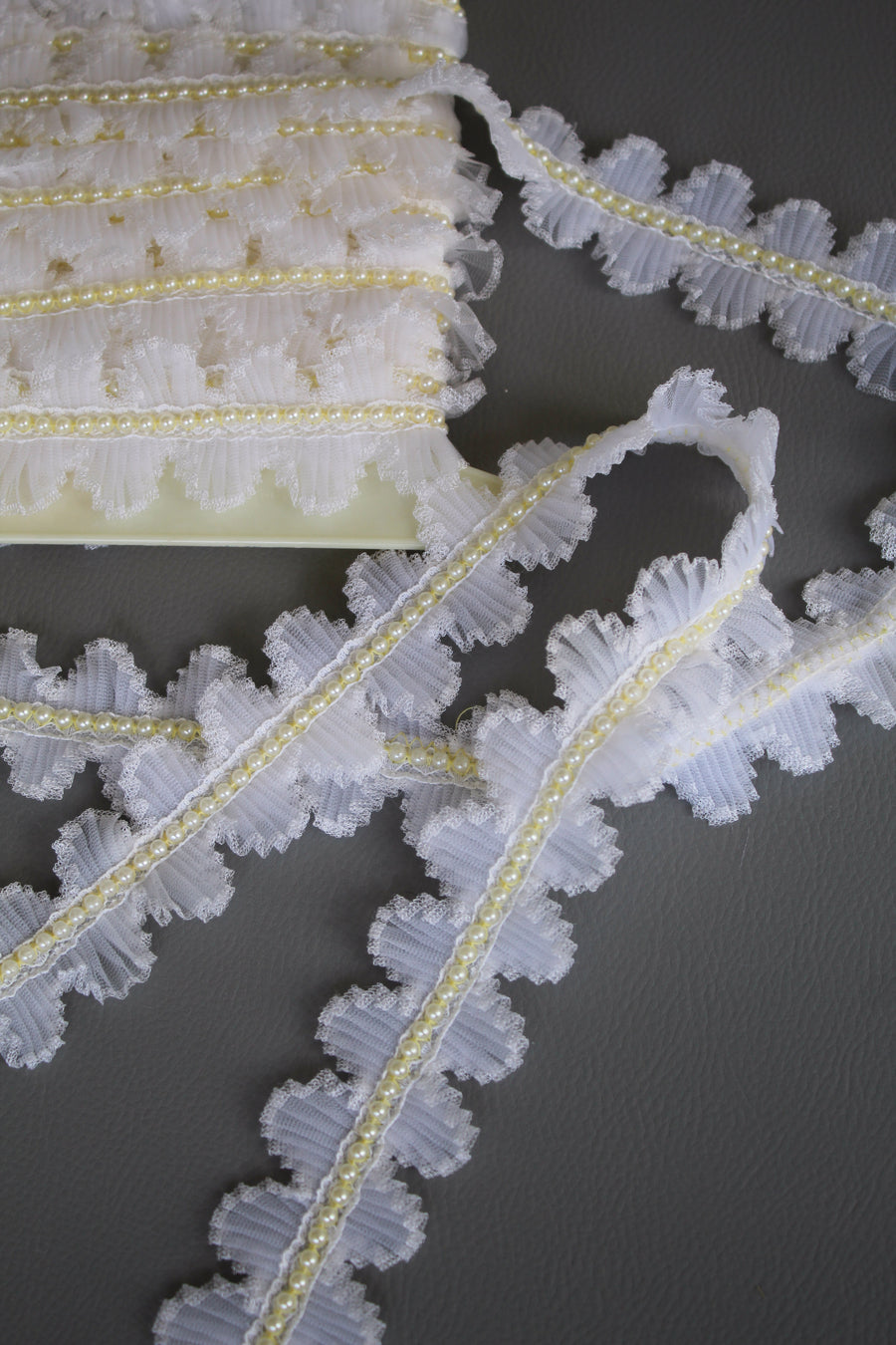 #8 Archival USA Pleat Lace - 4cm | Pearl