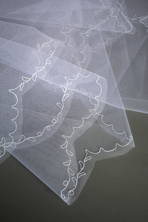 Vintage Embroidered Tulle Veil | White #3