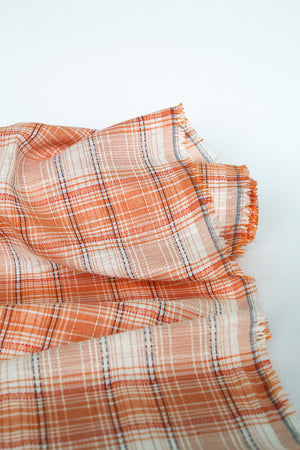 Lorelai - Yarn Dyed Plaid Linen Gauze | Mandarin