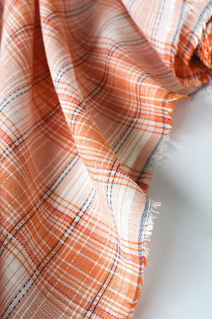 Lorelai - Yarn Dyed Plaid Linen Gauze | Mandarin