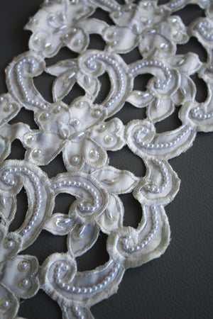 #30 Archival Beaded Venetian Lace - 18cm | Ivory