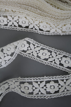 #45 Archival Austrian Guipure Lace - 4.5cm | Off White Floral