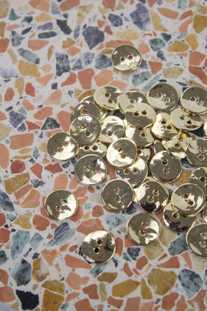 Hand Bent Mirrored Buttons | Gold 15MM