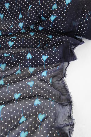 Love Party - Printed Yoryu Chiffon | Navy