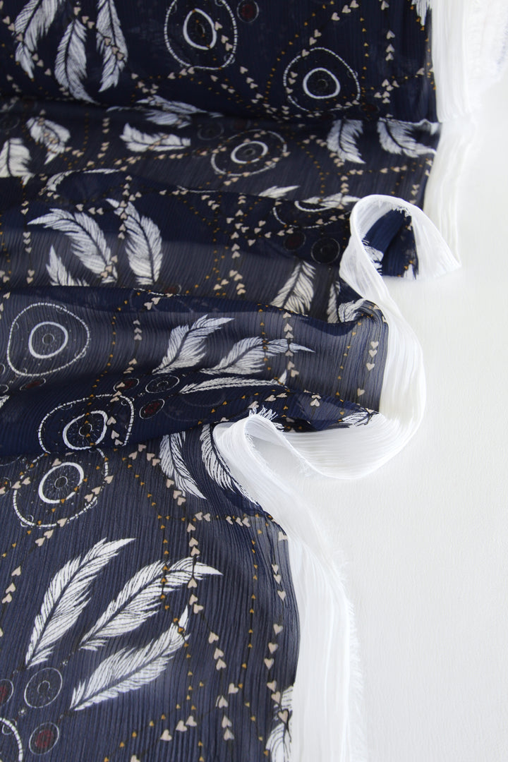 Dream Catcher - Printed Yoryu Chiffon | Indigo