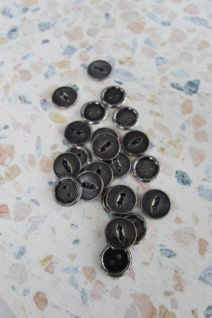 Crosshatch Shirt Button | Antique Nickel