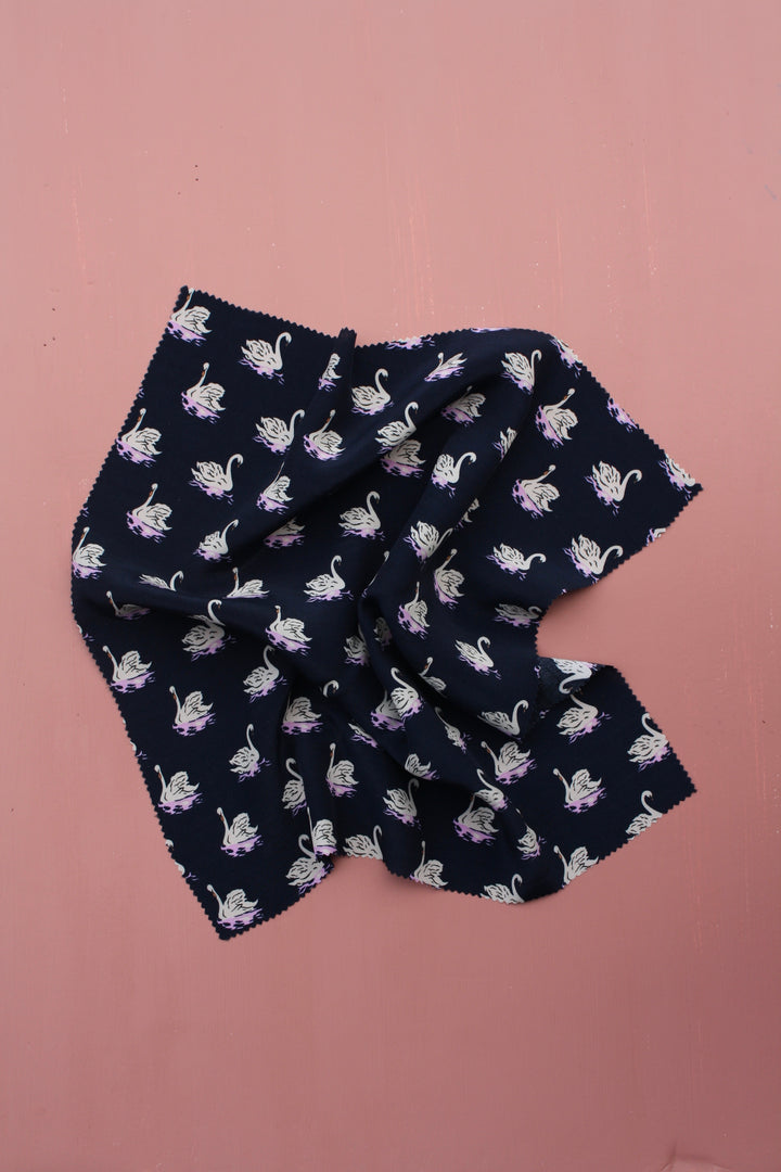 Swanlake - Printed Viscose | Midnight Blue